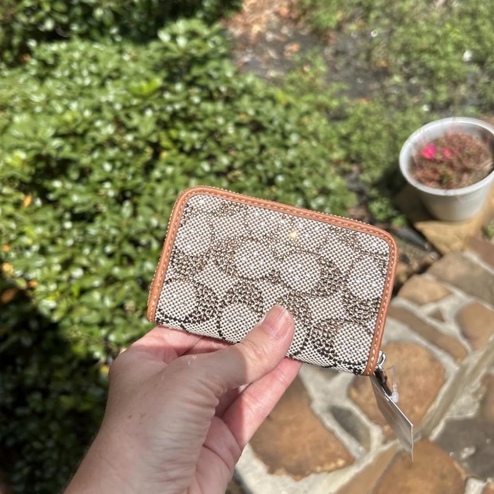 New Coach Essential Small Card Wallet Crystal Signature Jacquard - Picture 6 of 10